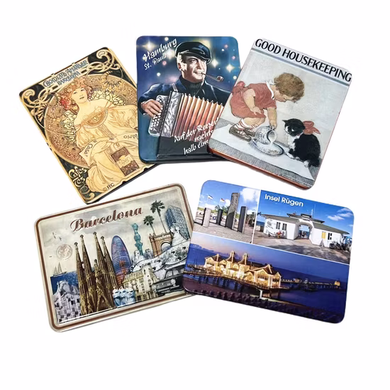 カスタムエンボス加工ヴィンテージブリキ看板長方形小型金属冷蔵庫マグネット